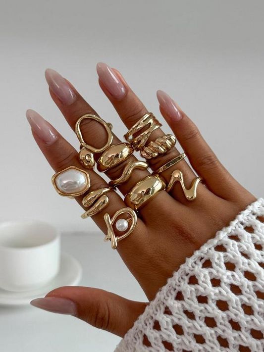 11-Piece Dainty Irregular Stacking Ring Collection