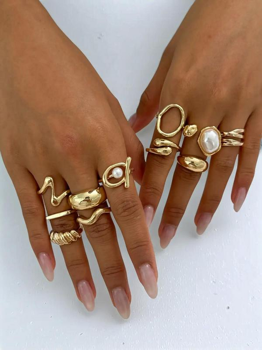 11-Piece Dainty Irregular Stacking Ring Collection