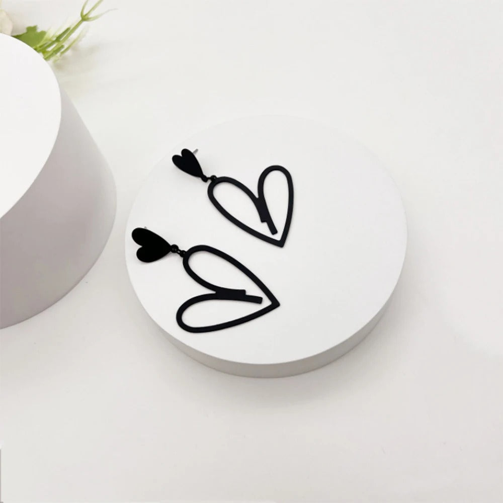 Open Heart Tassel Earrings