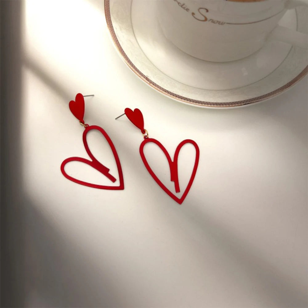 Open Heart Tassel Earrings